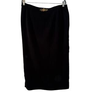 NWOT Vintage Black Floral Embroidered Embellished Pencil Skirt Women Plus Sz 18
